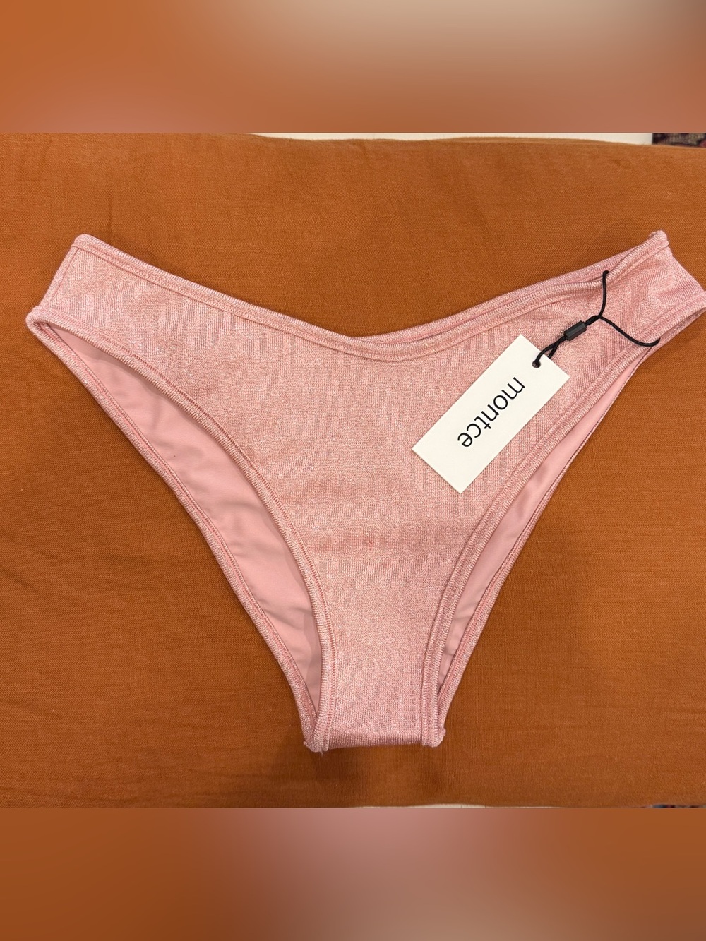 Montce Prima Pink Sparkle Lulu Bikini Bottom Sz L NEW